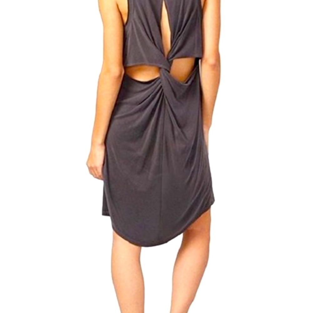 RACHEL Rachel Roy Charcoal Gray Tank Dress Open Twist Back